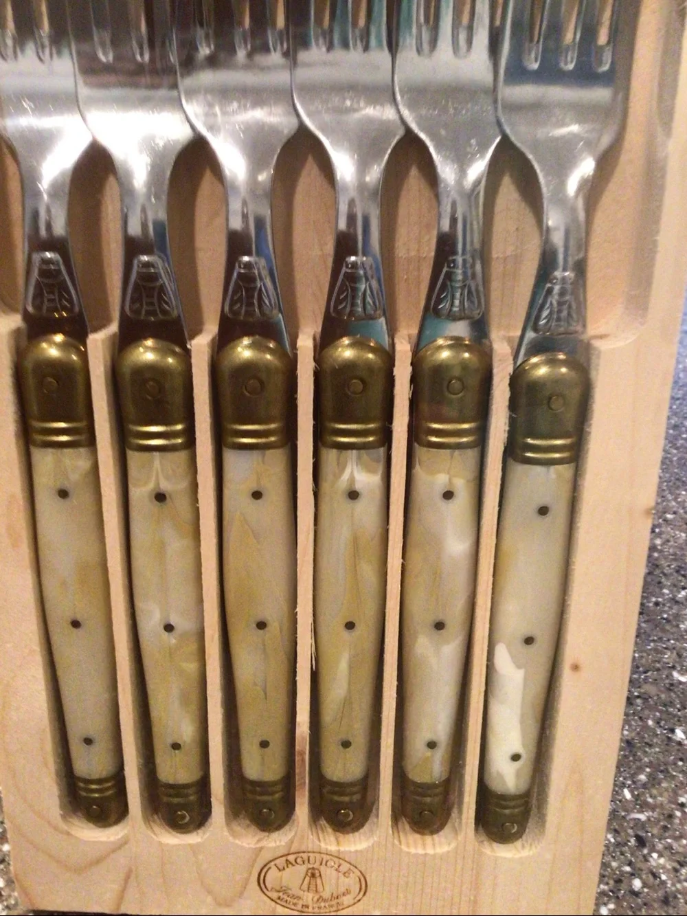 NEW Laguiole 6-Piece Ivory Handle Dinner Fork Set